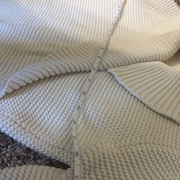 Talbots Ivory Cream Thick Shawl Neck Waffle Knit Pullover V-Neck Sweater Size PP - Picture 7 of 8